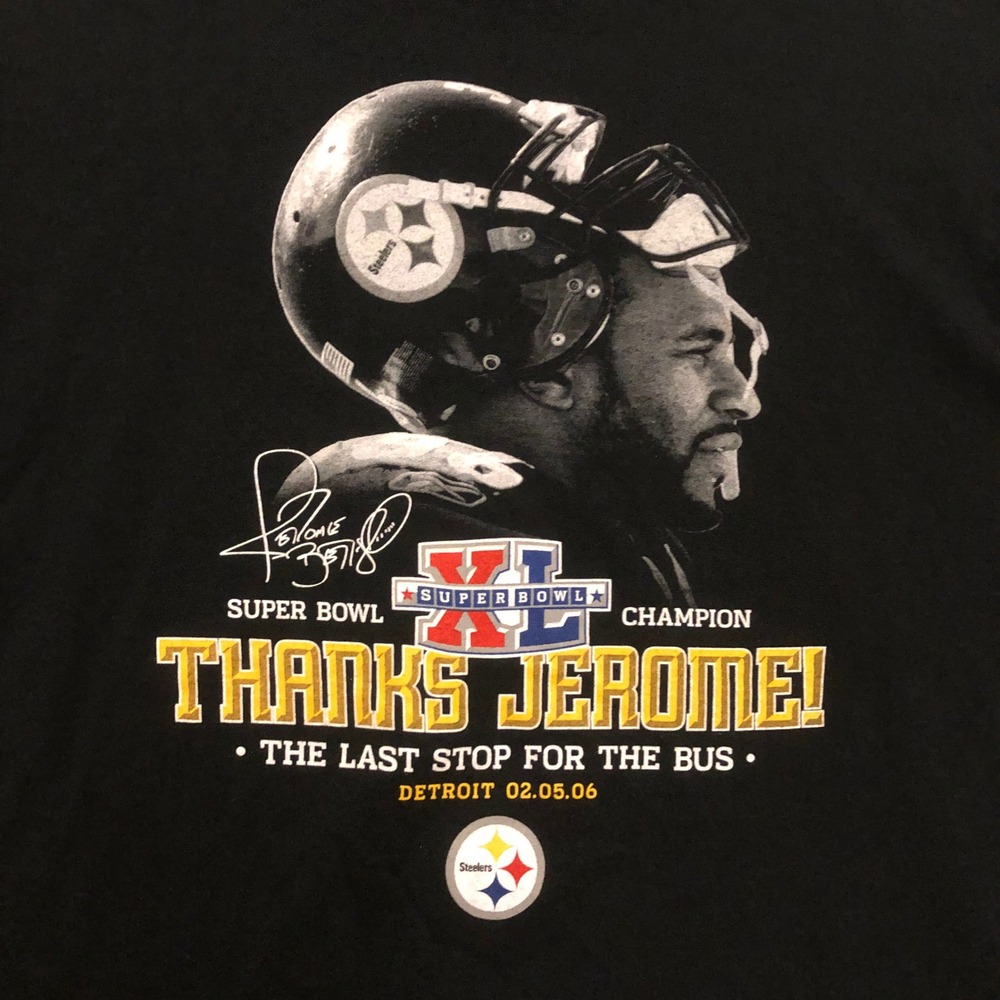 Vtg 2006 Reebok Pittsburgh Steelers Super Bowl XL Jerome Bettis‎ T-Shirt Mens XL